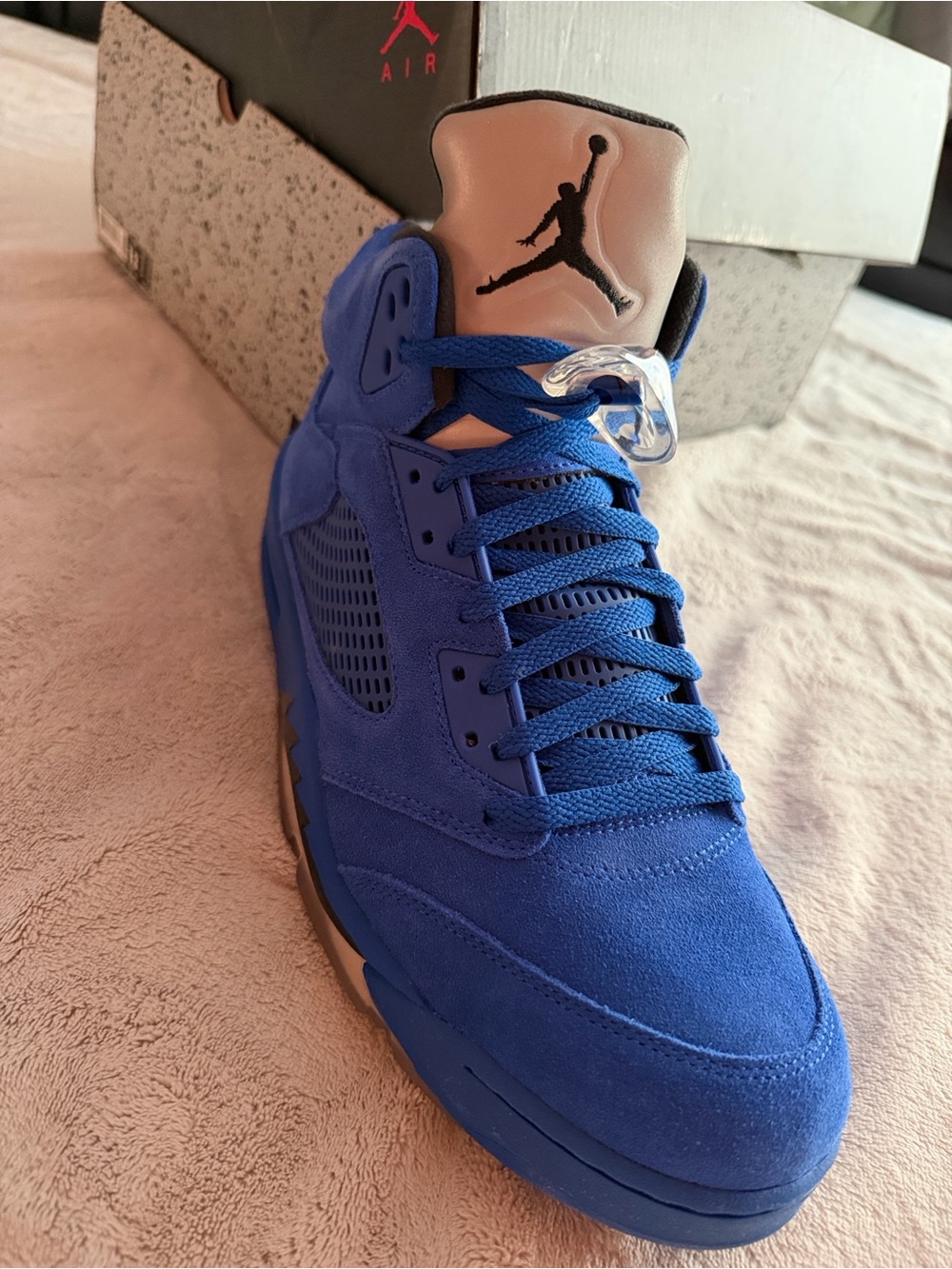 Jordan Men’s Retro Suede Sneakers - Blue with Tan Tongue